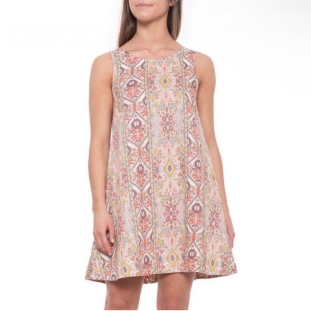Rachel Zoe Multicolor Aztec Print Sleeveless Linen Dress
